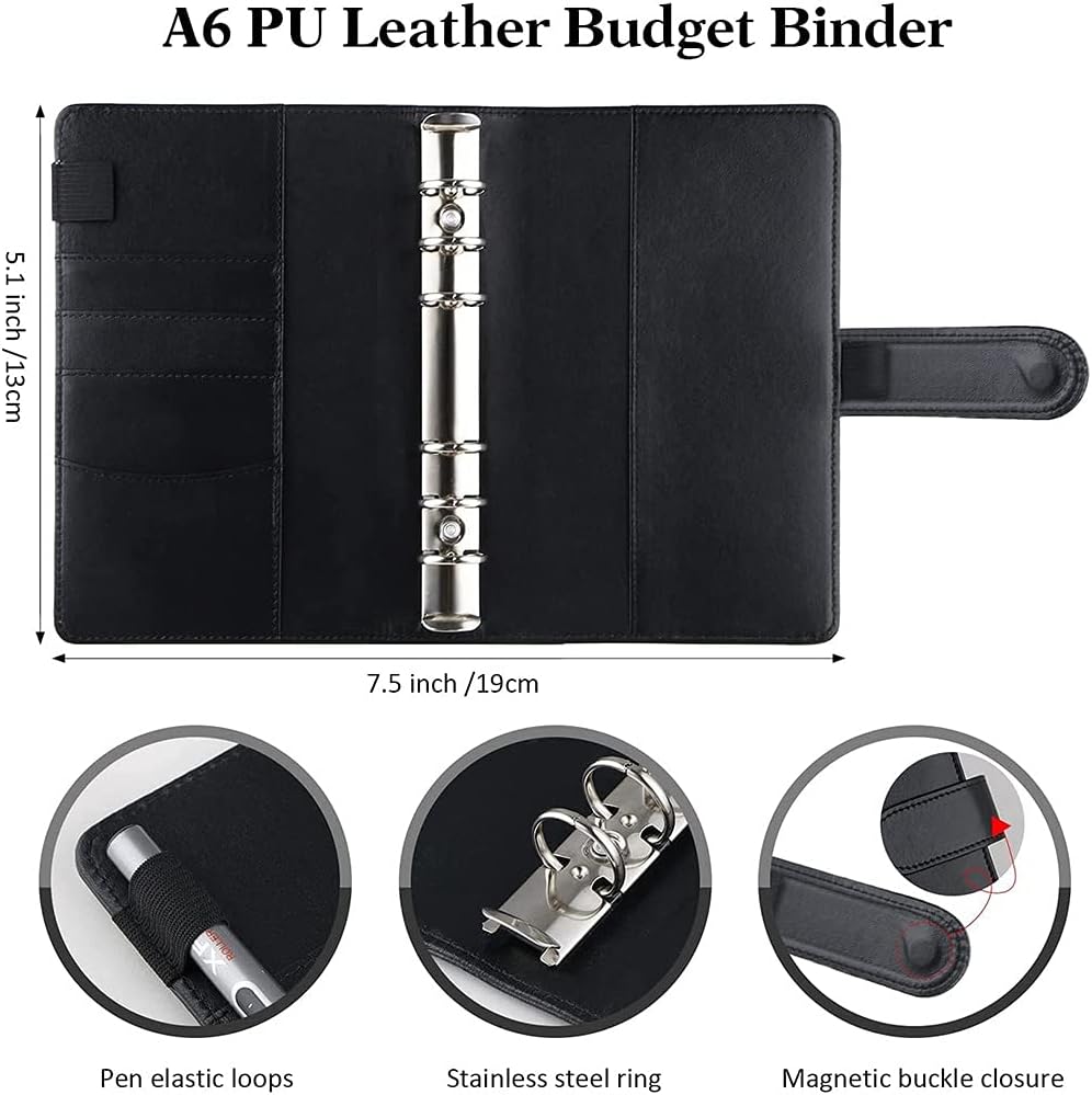 Classeur budgétaire – A6 – Classeur Réutilisable avec 10 Pochettes Zippées pour Gestion des Dépenses – Image 3