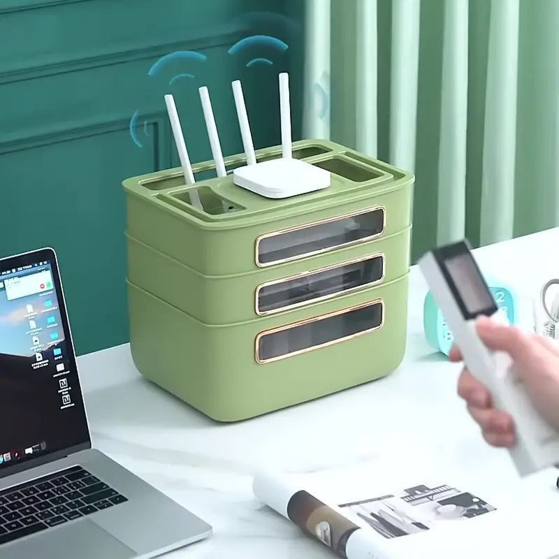 Boîte Cache-Routeur & Organisateur de Câbles – Design Épuré (Vert) – Image 3