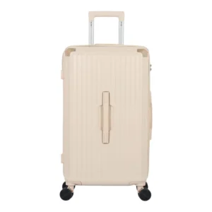 Valise Rigide Marron Clair – 4 Roues Doubles, Porte-Gobelet Intégré & Serrure TSA