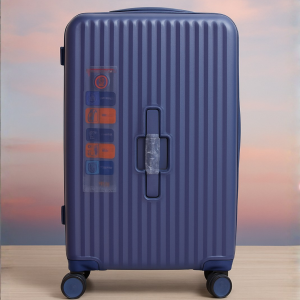 Valise Rigide Bleu Nuit – 4 Roues 360°, Serrure TSA & Design Côtelé