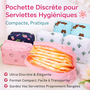 Pochette Discrète pour Serviettes Hygiéniques 🌸 – Compacte, Pratique & Stylée