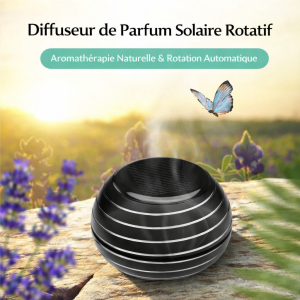 Diffuseur de Parfum Solaire Rotatif – Design Sphérique Métallique, Rotation Automatique & Aromathérapie