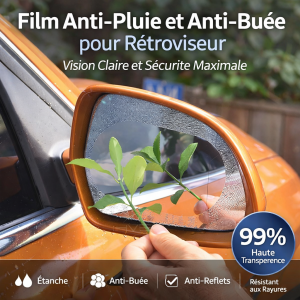 Film de Protection Rétroviseur Anti-Pluie et Anti-Buée – Vision Haute Définition (Lot de 2)