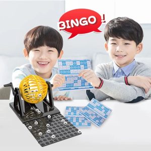 Jeu de Société Bingo Lotto Complet avec Cage Manuelle – 90 Numéros et Cartes – Animation Familiale