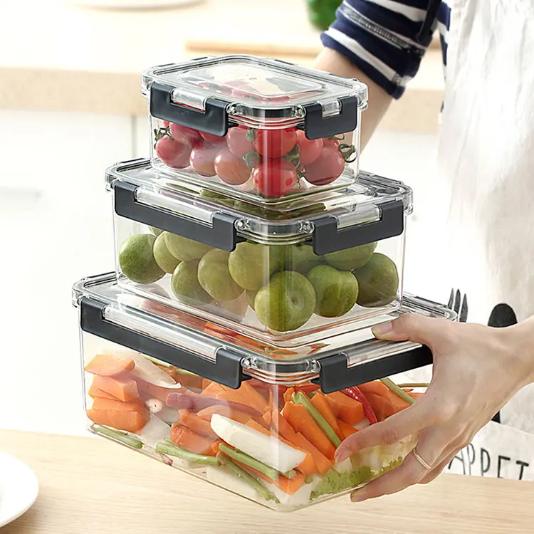Boîte de Rangement Frigo Hermétique et Transparente – Organisateur de Cuisine Empilable pour Aliments Frais