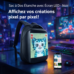Sac à Dos Étanche avec Écran LED – Noir