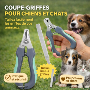 Coupe-Ongles pour Chien & Chat avec Lime – Sécurité & Précision – Poignée Antidérapante