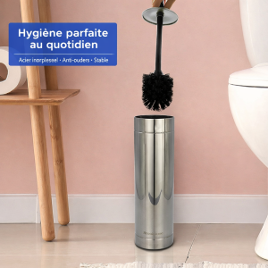 Brosse WC en Inox avec Support – Design Moderne et Hygiénique pour Salle de Bain