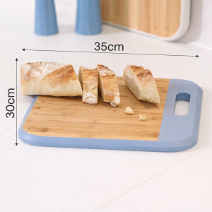 Grande Planche à Découper en Bois 35×30 cm – Planche Cuisine Robuste avec Poignée