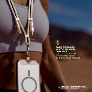 Câble de Charge Rapide 4-en-1 avec Cordon Téléphone Lanyard – Qualité Premium