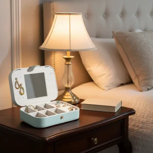 Boîte à Bijoux de Voyage Compacte avec Miroir – Organisateur de Qualité Premium