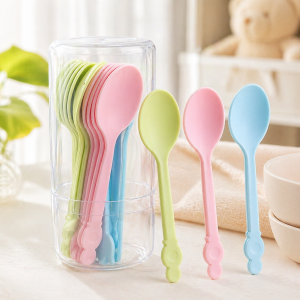 Cuillères en Plastique Colorées – Set de Cuillères Réutilisables pour Cuisine