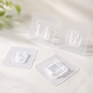Crochets Muraux Adhésifs Transparents – Pack de 2 Supports Sans Perçage