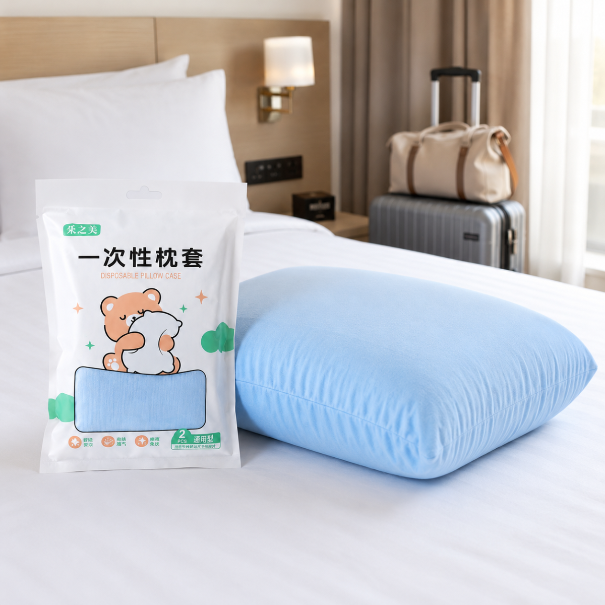 Taies d’Oreiller Jetables de Voyage – Lot de 2 Protège-Oreillers Anti-Bactérien & Anti-Allergie