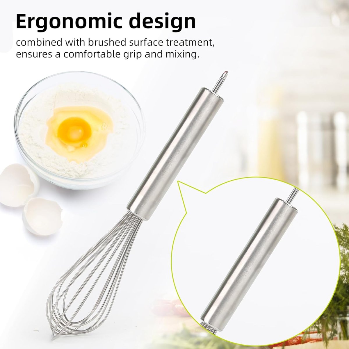 Lot de 2 Fouets de Cuisine – Fouet Inox 20 cm & Fouet Silicone 15 cm pour Pâtisserie, Œufs, Sauces & Crèmes – Image 3