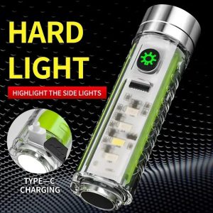 Lampe Torche LED Multifonction Rechargeable USB-C – 6 Modes d’Éclairage, Lampe UV, Aimant et Clip de Poche