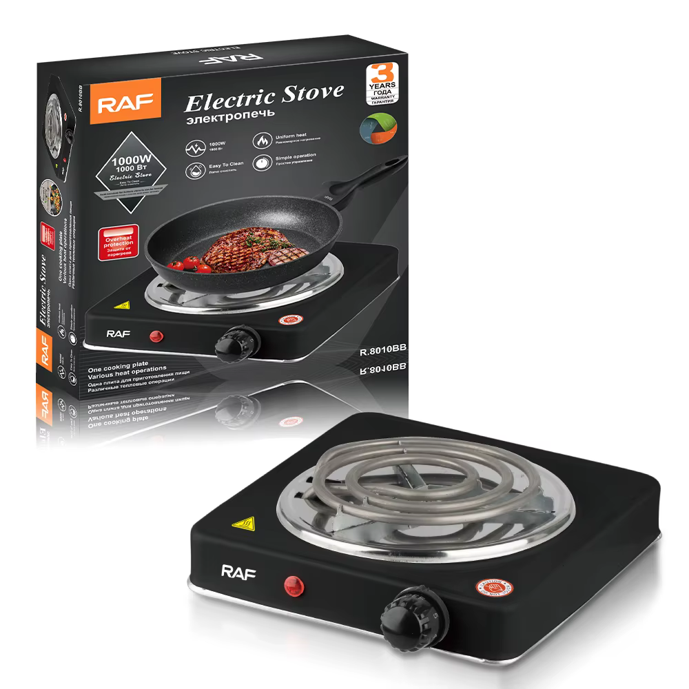 Réchaud Électrique RAF 1000 W à 1 Plaque – Plaque Chauffante Portable avec Température Réglable pour Cuisine, Studio et Voyage