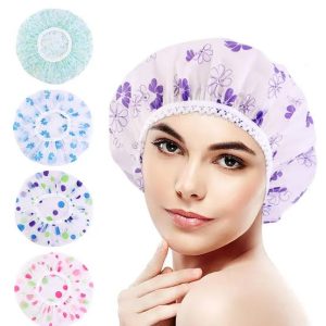 Bonnet de Douche Imperméable avec Élastique – Charlotte de Bain Réutilisable pour Protéger les Cheveux